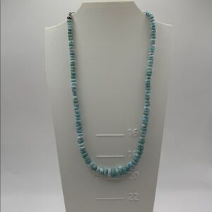Jay King Mine Finds Larimar Rondelle Bead Necklace Sterling Silver Clasp